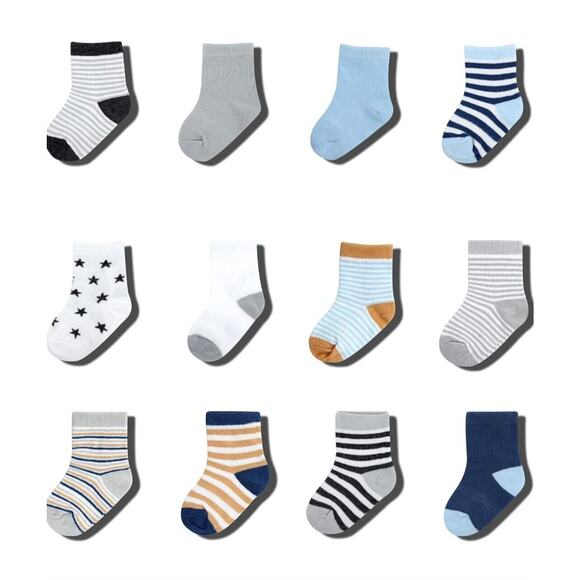 Elevon Baby 12-Pack All Weather Non Slip Grip Ankle Socks Infants Toddler - Picture 1 of 5